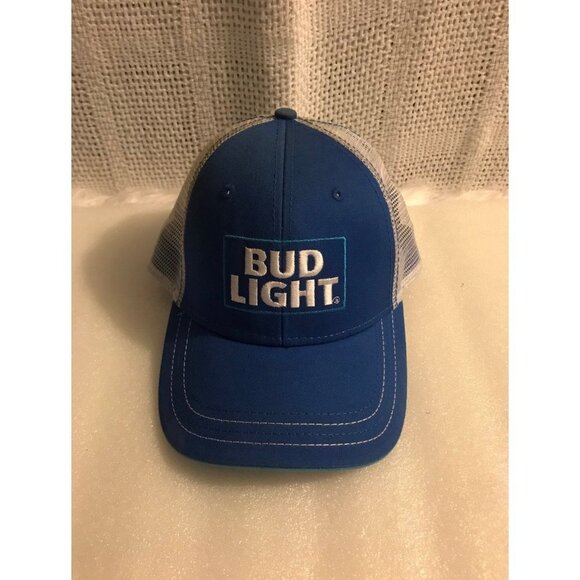 Adult BUD LIGHT Trucker MESH CAP Hat, Adjustable Snapback, ROYAL BLUE - Picture 1 of 7